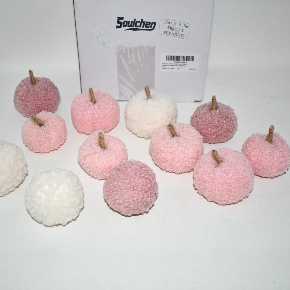 Soulchen 12 Pcs Pink Teddy Plush Mini Pumpkins – Small Foam Fall & Christmas Dec - Picture 3 of 3